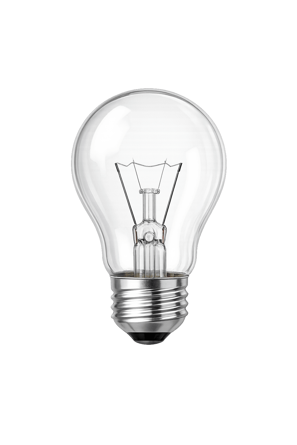 A filament light bulb powered by stored solar energy